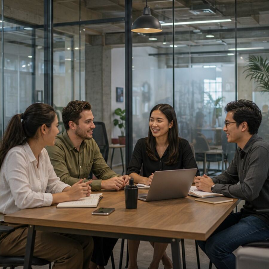 ประชุมทีมเล็กในห้อง coworking