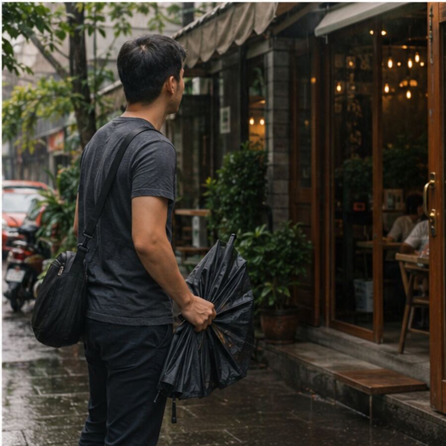 数字游民雨天抵达曼谷咖啡馆